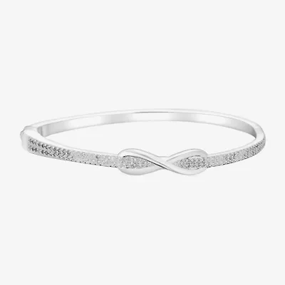 Sparkle Allure Womens White Pure Silver Over Brass Infinity Bangle Bracelet