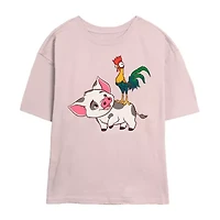 Moana Pua And Hei Tee Womens Juniors Crew Neck Short Sleeve Regular Fit Graphic T-Shirt