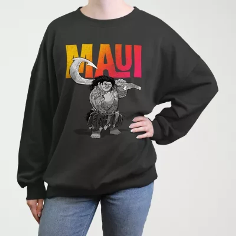 Maui Womens Juniors Crew Neck Long Sleeve Moana Sweatshirt