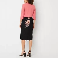 Maya Brooke Womens Floral Jacket Dress