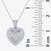 (G-H / I1-I2) Womens 1 CT. T.W. Lab Grown White Diamond 10K White Gold Heart 16 Inch Pendant Necklace