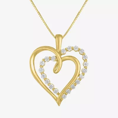 (G-H / I1-I2) Womens 1/3 CT. T.W. Lab Grown White Diamond 10K Gold Heart 16 Inch Pendant Necklace