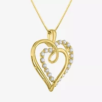 (G-H / I1-I2) Womens 1/3 CT. T.W. Lab Grown White Diamond 10K Gold Heart 16 Inch Pendant Necklace