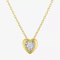 (G-H / I1-I2) Womens 1/10 CT. T.W. Lab Grown White Diamond 14K Gold Over Silver Heart 18 Inch Pendant Necklace