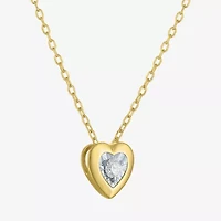 (G-H / I1-I2) Womens 1/10 CT. T.W. Lab Grown White Diamond 14K Gold Over Silver Heart 18 Inch Pendant Necklace