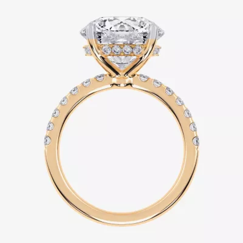 (G-H / Si1-Si2) Womens 5 1/2 CT. T.W. Lab Grown White Diamond 14K Gold Round Side Stone Engagement Ring