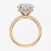 (G-H / Si1-Si2) Womens 5 1/2 CT. T.W. Lab Grown White Diamond 14K Gold Round Side Stone Engagement Ring