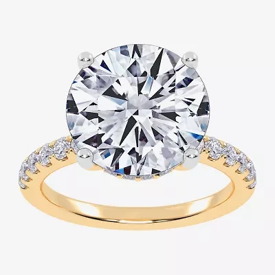 (G-H / Si1-Si2) Womens 5 1/2 CT. T.W. Lab Grown White Diamond 14K Gold Round Side Stone Engagement Ring