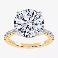 (G-H / Si1-Si2) Womens 5 1/2 CT. T.W. Lab Grown White Diamond 14K Gold Round Side Stone Engagement Ring