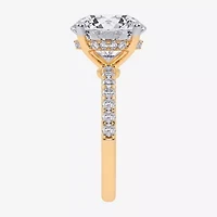 (G-H / Si1-Si2) Womens 5 1/2 CT. T.W. Lab Grown White Diamond 14K Gold Round Side Stone Engagement Ring