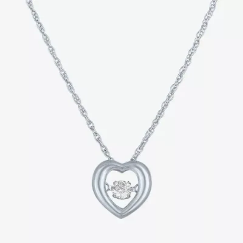 Yes Please! (G-H / I1-I2) Womens 1/10 CT. T.W. Lab Grown White Diamond Sterling Silver Heart 18 Inch Pendant Necklace