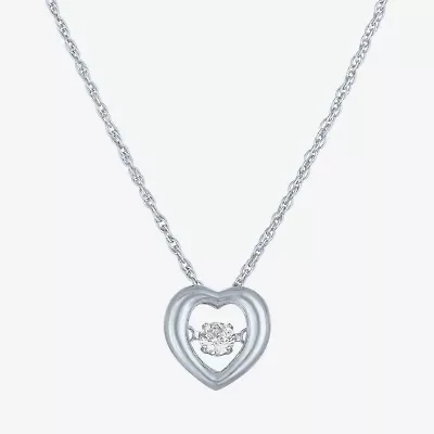 Yes Please! (G-H / I1-I2) Womens 1/10 CT. T.W. Lab Grown White Diamond Sterling Silver Heart 18 Inch Pendant Necklace
