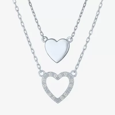 Yes Please! (G-H / I1-I2) Womens Diamond Accent Lab Grown White Diamond Heart 2-pc. Pendant Necklace Set