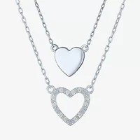 Yes Please! (G-H / I1-I2) Womens Diamond Accent Lab Grown White Diamond Heart 2-pc. Pendant Necklace Set