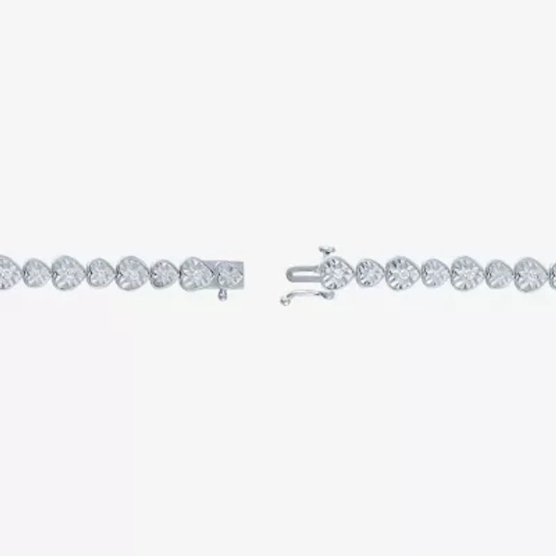 (G-H / I1-I2) Womens 1/2 CT. T.W. Lab Grown White Diamond Sterling Silver Heart 7.25 Inch Tennis Bracelet