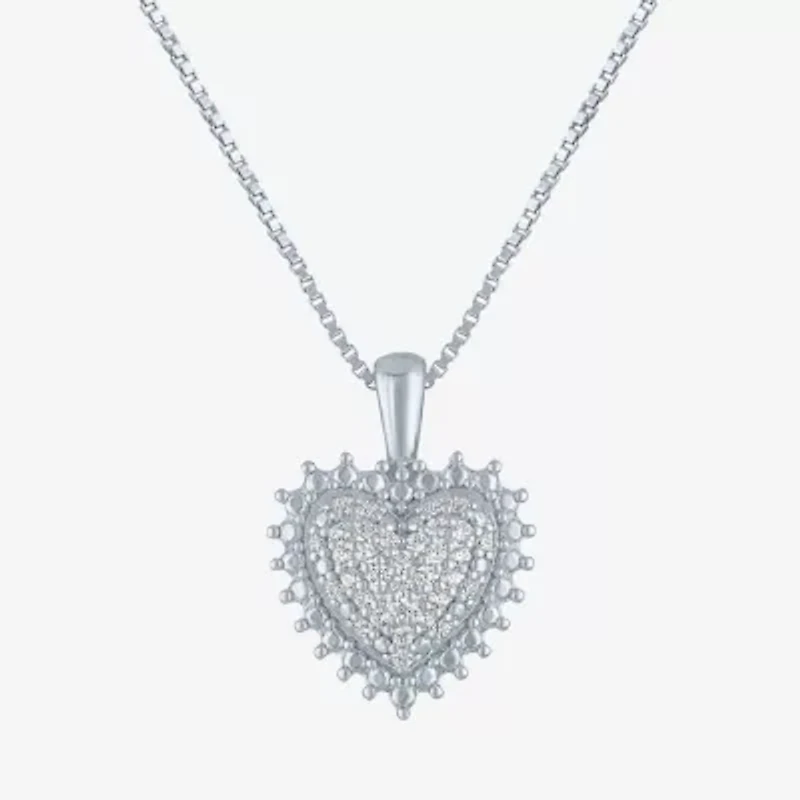 G-H / I1-I2) Womens / CT. T.W. Lab Grown White Diamond Sterling Silver Heart Inch Pendant Necklace