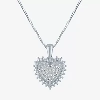 G-H / I1-I2) Womens / CT. T.W. Lab Grown White Diamond Sterling Silver Heart Inch Pendant Necklace