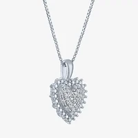 G-H / I1-I2) Womens / CT. T.W. Lab Grown White Diamond Sterling Silver Heart Inch Pendant Necklace