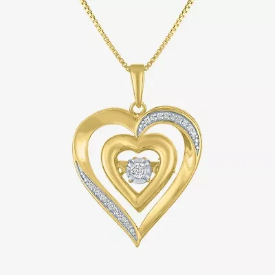 (G-H / I1-I2) Womens 1/10 CT. T.W. Lab Grown White Diamond 14K Gold Over Silver Sterling Silver Heart 16 Inch Pendant Necklace