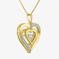 (G-H / I1-I2) Womens 1/10 CT. T.W. Lab Grown White Diamond 14K Gold Over Silver Sterling Silver Heart 16 Inch Pendant Necklace