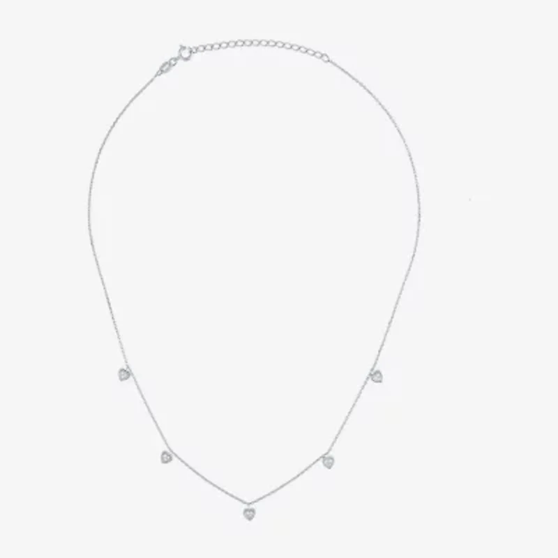 G-H / I1-I2) Womens / CT. T.W. Lab Grown White Diamond Sterling Silver Heart Inch Pendant Necklace