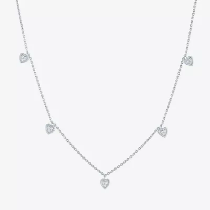 G-H / I1-I2) Womens / CT. T.W. Lab Grown White Diamond Sterling Silver Heart Inch Pendant Necklace