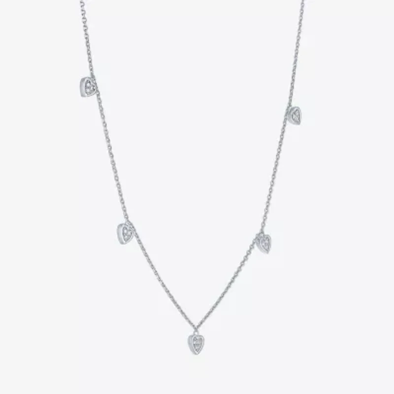 G-H / I1-I2) Womens / CT. T.W. Lab Grown White Diamond Sterling Silver Heart Inch Pendant Necklace