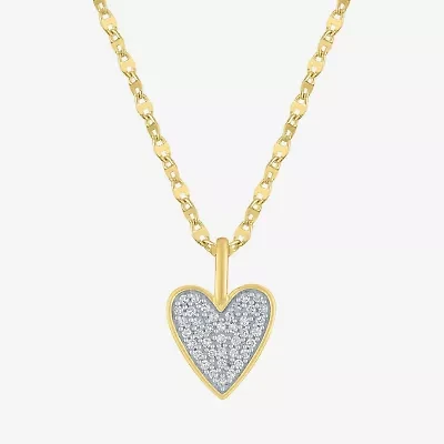 (G-H / I1-I2) Womens 1/7 CT. T.W. Lab Grown White Diamond 14K Gold Over Silver Sterling Silver Heart 16 Inch Pendant Necklace