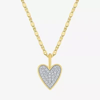 (G-H / I1-I2) Womens 1/7 CT. T.W. Lab Grown White Diamond 14K Gold Over Silver Sterling Silver Heart 16 Inch Pendant Necklace
