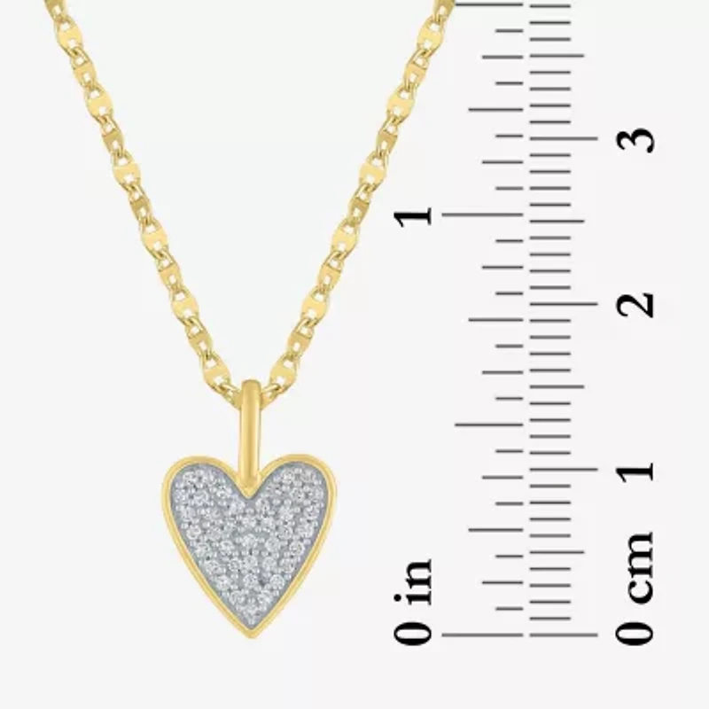 (G-H / I1-I2) Womens 1/7 CT. T.W. Lab Grown White Diamond 14K Gold Over Silver Sterling Silver Heart 16 Inch Pendant Necklace