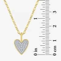 (G-H / I1-I2) Womens 1/7 CT. T.W. Lab Grown White Diamond 14K Gold Over Silver Sterling Silver Heart 16 Inch Pendant Necklace