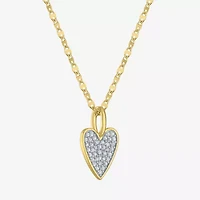 (G-H / I1-I2) Womens 1/7 CT. T.W. Lab Grown White Diamond 14K Gold Over Silver Sterling Silver Heart 16 Inch Pendant Necklace