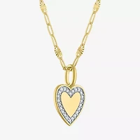 Diamond Addiction (G-H / I1-I2) Womens 1/10 CT. T.W. Lab Grown White Diamond 14K Gold Over Silver Heart 16 Inch Pendant Necklace