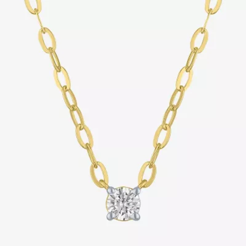 Diamond Addiction (G-H / I1-I2) Womens 1/4 CT. Lab Grown White 14K Gold Over Silver Sterling Round 16 Inch Pendant Necklace