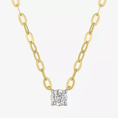 Diamond Addiction (G-H / I1-I2) Womens 1/4 CT. Lab Grown White 14K Gold Over Silver Sterling Round 16 Inch Pendant Necklace
