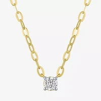 Diamond Addiction (G-H / I1-I2) Womens 1/4 CT. Lab Grown White 14K Gold Over Silver Sterling Round 16 Inch Pendant Necklace