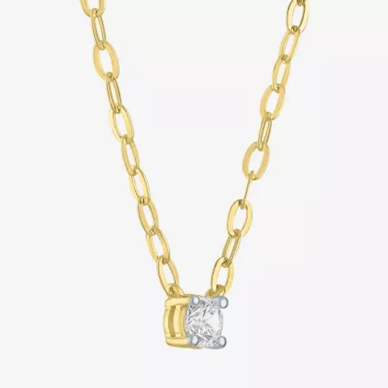 Diamond Addiction (G-H / I1-I2) Womens 1/4 CT. Lab Grown White 14K Gold Over Silver Sterling Round 16 Inch Pendant Necklace