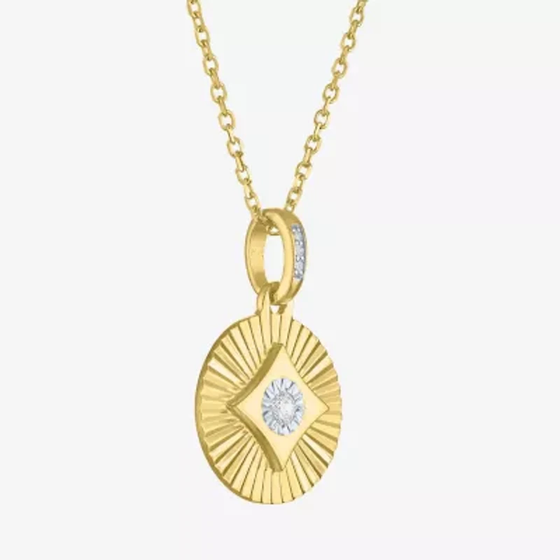 Diamond Addiction (G-H / I1-I2) Womens Diamond Accent Lab Grown White Diamond 14K Gold Over Silver Round 16 Inch Pendant Necklace