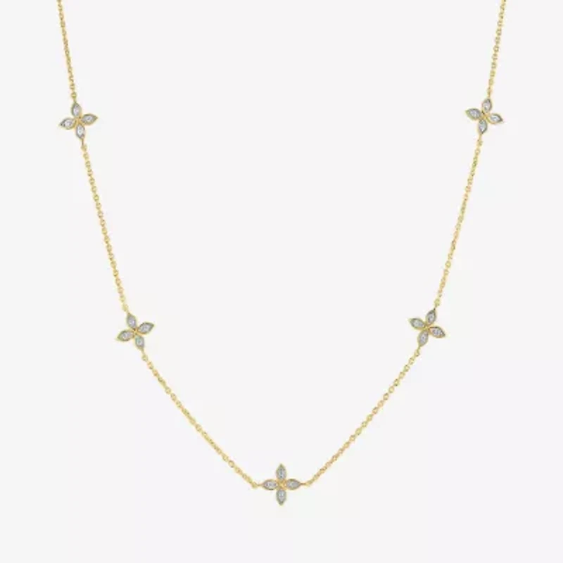 Diamond Addiction (G-H / I1-I2) Womens 1/4 CT. T.W. Lab Grown White Diamond 14K Gold Over Silver Sterling Silver Flower 16 Inch Pendant Necklace