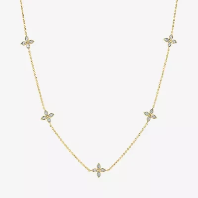 Diamond Addiction (G-H / I1-I2) Womens 1/4 CT. T.W. Lab Grown White Diamond 14K Gold Over Silver Sterling Silver Flower 16 Inch Pendant Necklace