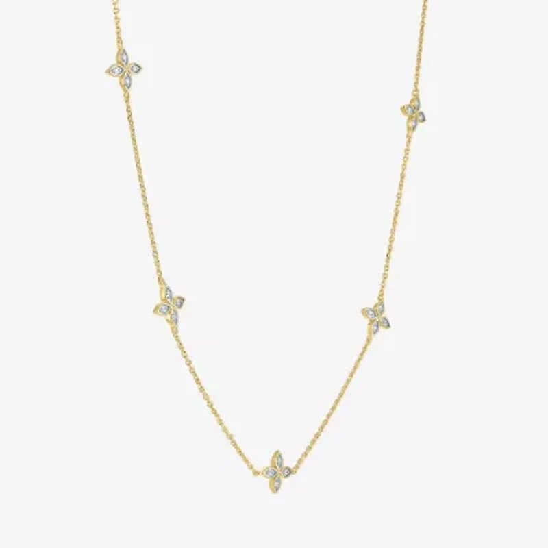 Diamond Addiction (G-H / I1-I2) Womens 1/4 CT. T.W. Lab Grown White Diamond 14K Gold Over Silver Sterling Silver Flower 16 Inch Pendant Necklace