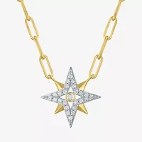 Diamond Addiction (G-H / I1-I2) North Star Womens 1/4 CT. T.W. Lab Grown White Diamond 14K Gold Over Silver Sterling Silver Star 18 Inch Pendant Necklace