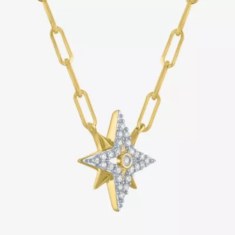 Diamond Addiction (G-H / I1-I2) North Star Womens 1/4 CT. T.W. Lab Grown White Diamond 14K Gold Over Silver Sterling Silver Star 18 Inch Pendant Necklace