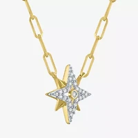 Diamond Addiction (G-H / I1-I2) North Star Womens 1/4 CT. T.W. Lab Grown White Diamond 14K Gold Over Silver Sterling Silver Star 18 Inch Pendant Necklace