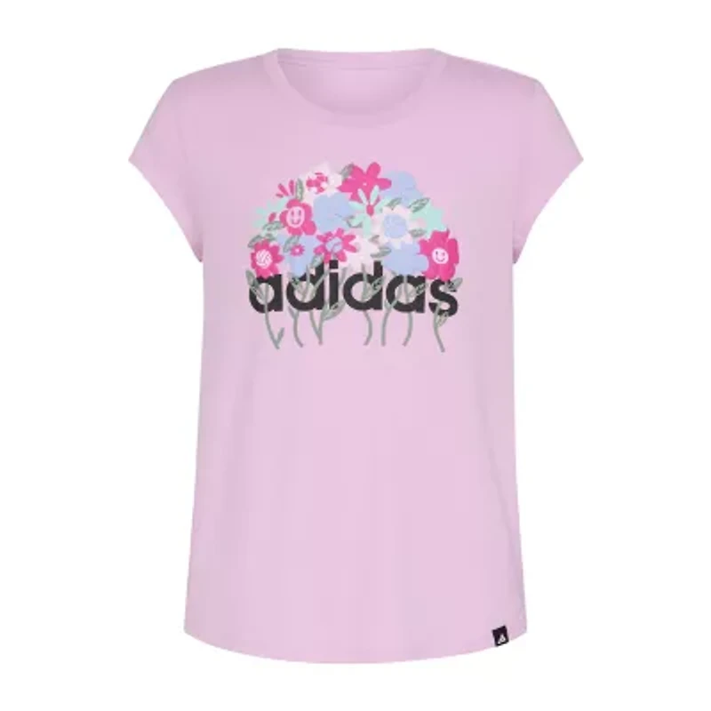 adidas Big Kid Girls Crew Neck Short Sleeve Slim Fit Graphic T-Shirt