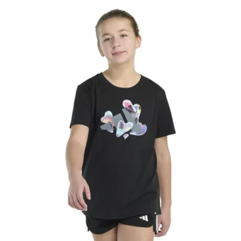 adidas Big Kid Girls Crew Neck Short Sleeve Regular Fit Graphic T-Shirt