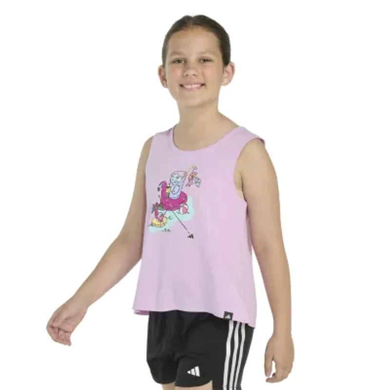 adidas Big Kid Girls Crew Neck Sleeveless Active Tank Top