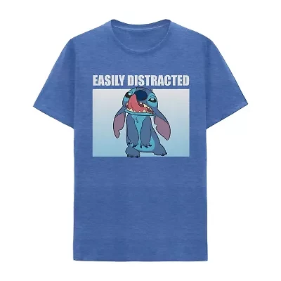Mens Crew Neck Short Sleeve Classic Fit Lilo & Stitch Graphic T-Shirt