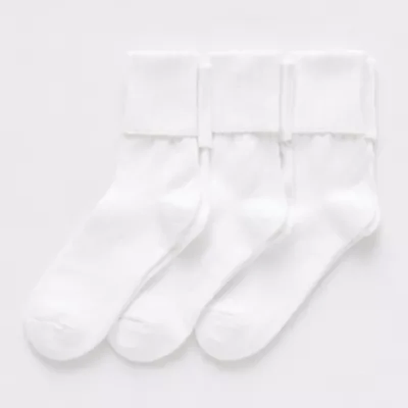Mixit Everyday Essential Rib Womens 3 Pair Turncuff Socks