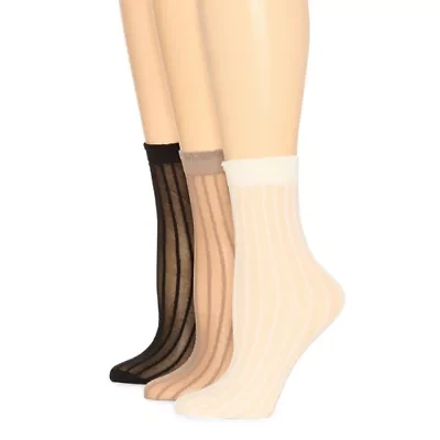 Mixit Sheer Anklet Womens Multi-Pack 3 Pair Trouser Socks